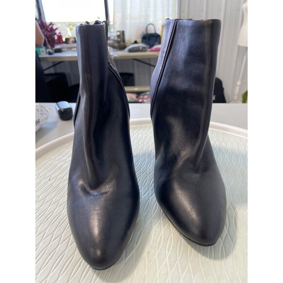 CAbi Bisset Colorblock Bootie Women 8 Wine Mulberry Black Leather High Heel Chic - Picture 3 of 10